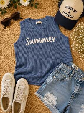 Doe and Rae Small Summer Knit Sleeveless Sweater Tank Top